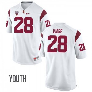 Youth Aca'Cedric Ware White USC #28 Stitch Jerseys