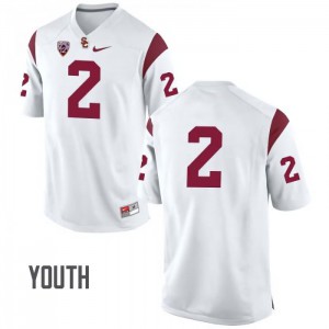 Youth Adoree' Jackson White Trojans #2 No Name Football Jerseys
