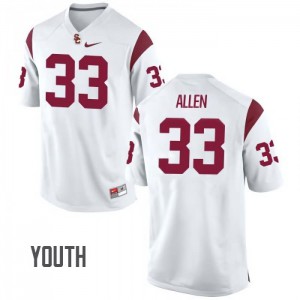 Youth Marcus Allen White USC #33 Stitch Jersey
