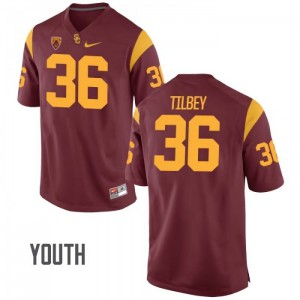 Youth Chris Tilbey Cardinal Trojans #36 Football Jerseys