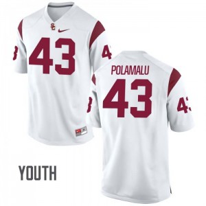 Youth Troy Polamalu White USC #43 High School Jerseys