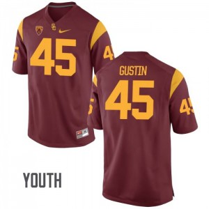 Youth Porter Gustin Cardinal Trojans #45 Stitch Jerseys