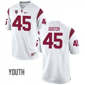 Youth Porter Gustin White Trojans #45 Stitched Jerseys