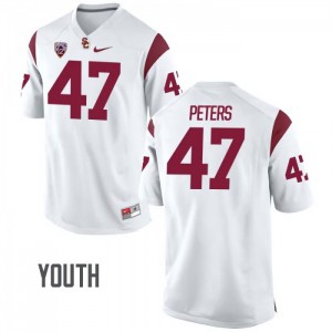 Youth Reuben Peters White Trojans #47 Football Jersey