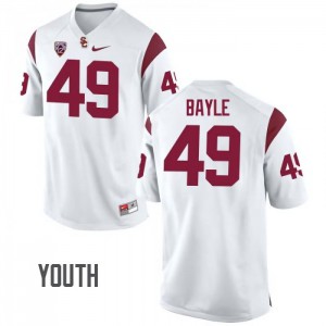 Youth Matt Bayle White Trojans #49 Stitch Jersey