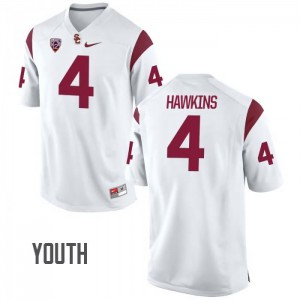 Youth Chris Hawkins White Trojans #4 High School Jersey