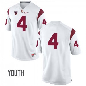 Youth Chris Hawkins White Trojans #4 No Name Official Jerseys
