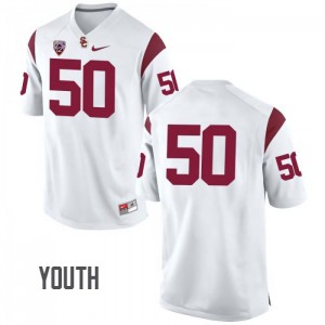 Youth Grant Moore White Trojans #50 No Name Official Jersey