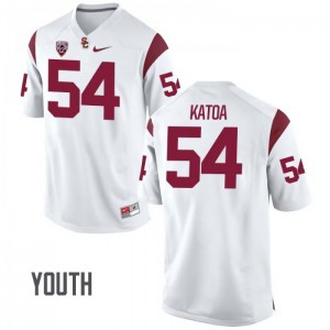 Youth Tayler Katoa White Trojans #54 Football Jersey
