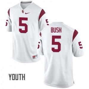 Youth Reggie Bush White Trojans #5 Embroidery Jerseys