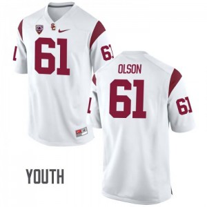 Youth Jake Olson White Trojans #61 Player Jerseys