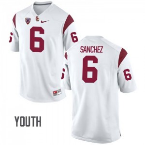 Youth Mark Sanchez White USC Trojans #6 Embroidery Jersey
