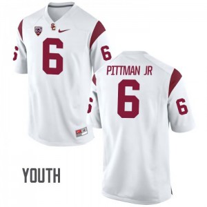 Youth Michael Pittman Jr White USC #6 Embroidery Jersey