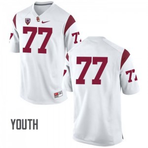 Youth Chris Brown White USC #77 No Name Embroidery Jersey