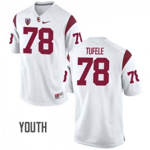 Youth Jay Tufele White Trojans #78 Embroidery Jersey