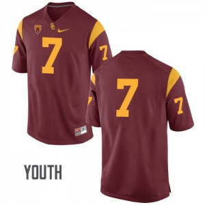 Youth Marvell Tell III Cardinal Trojans #7 No Name Embroidery Jerseys