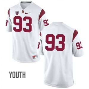 Youth Liam Jimmons White Trojans #93 No Name High School Jersey