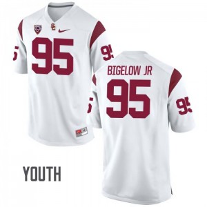 Youth Kenny Bigelow Jr White Trojans #95 University Jerseys