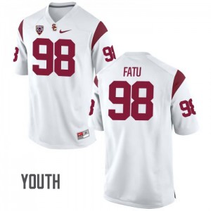 Youth Josh Fatu White Trojans #98 Official Jersey